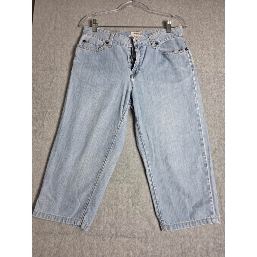L.L.Bean Classic Fit Crop Jeans Women 6 PET Light Wash Straight Leg Cotton Denim